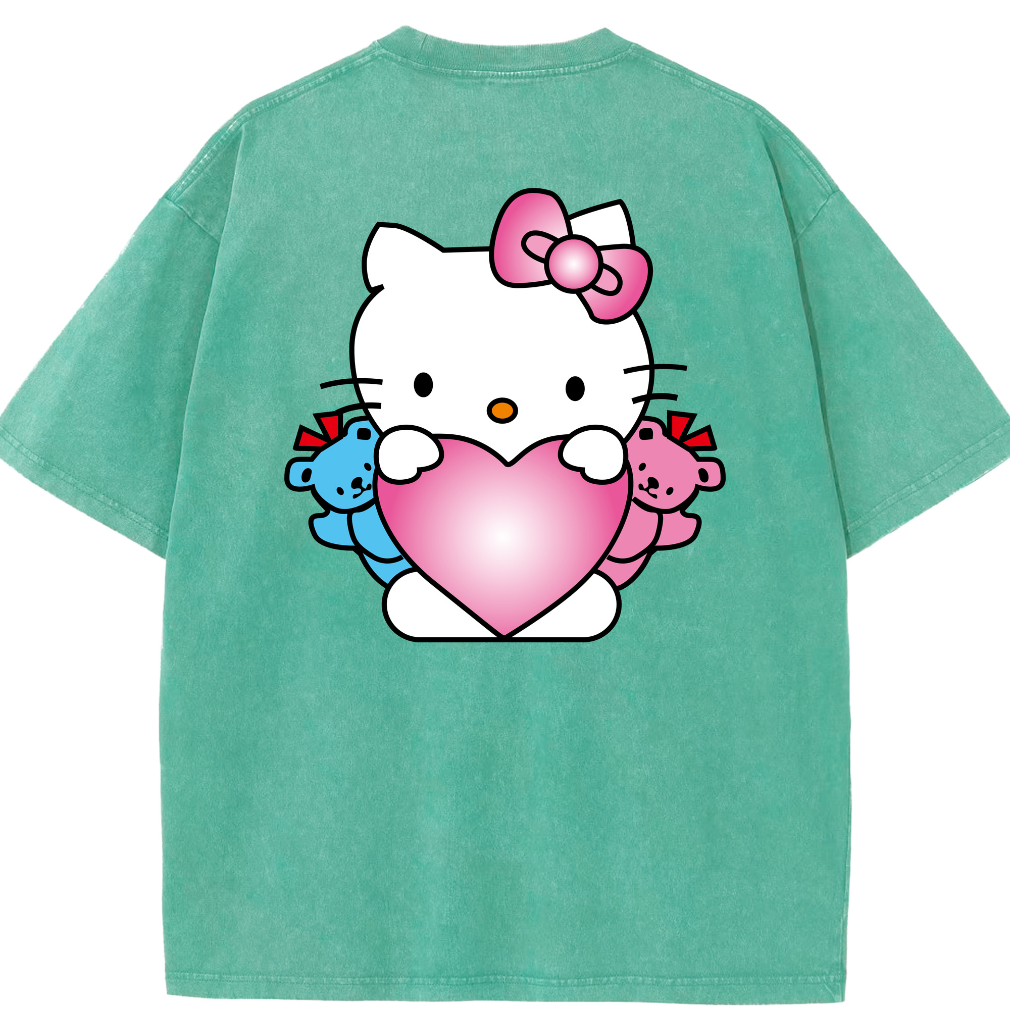 （画像用） Hello Kitty ハローキティ 綿100% ヴィンテージ風 半袖Tシャツ（背面プリント）